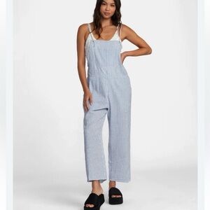 RVCA Striped Blue Overalls size small